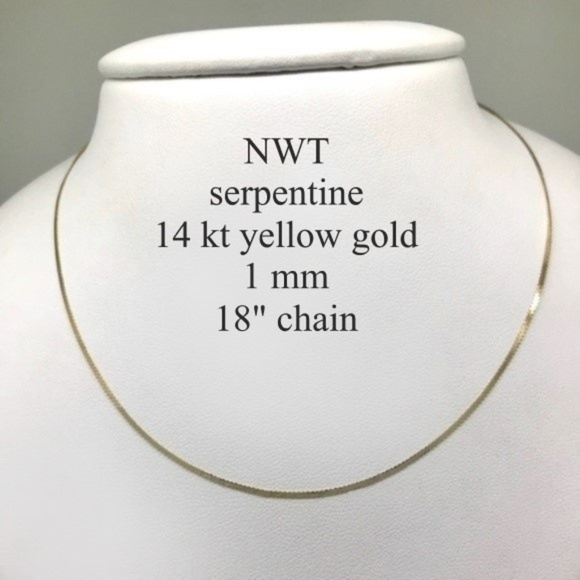 Jewelry - NWT 14k YG made in Italy 1mm serpentine 18" chain